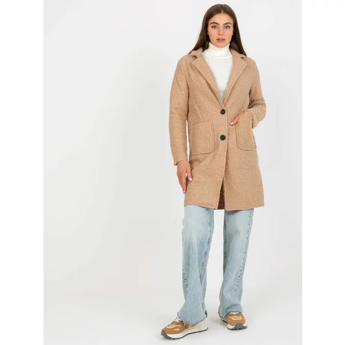 Fashion Hunters OCH BELLA beige plush jacket with pockets
