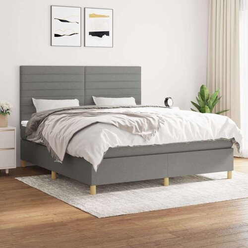  Box spring postelja z vzmetnico temno siva 160x200 cm blago, (20900858) Slike