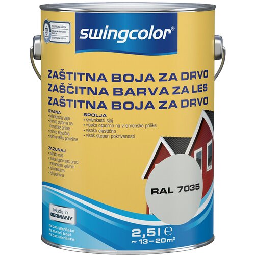 SWINGCOLOR ZAŠČITNA BARVA ZA LES (barva: siva; 2,5 l, na vodni osnovi) Cene