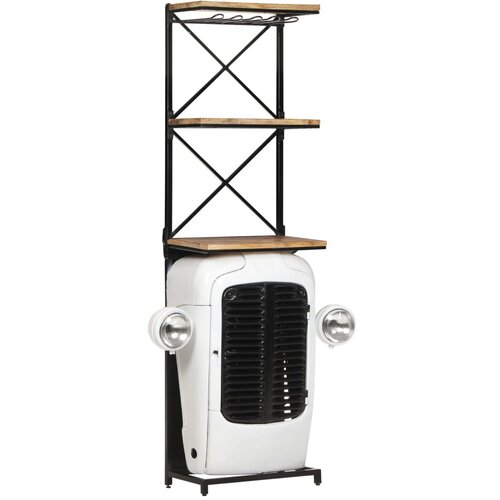 VidaXL Omarica za vino traktor bela 49x31x170 cm robusten mangov les Slike