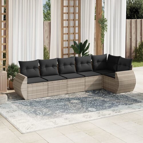 vidaXL 6-dijelni set vrtnih sofa od poliratana s jastucima svjetlosivi Cijene