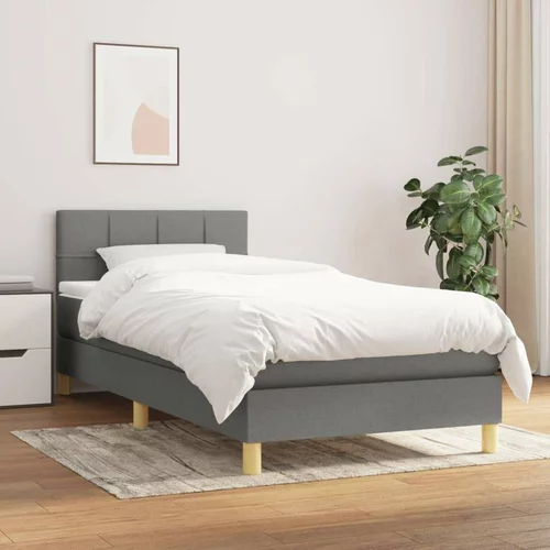  Box spring postelja z vzmetnico temno siva 90x190 cm blago, (20893065)