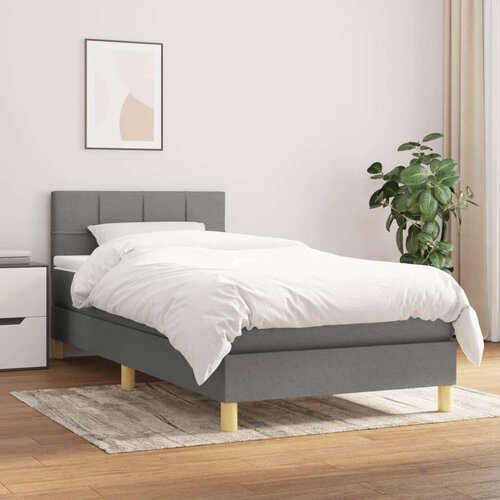  Krevet s oprugama i madracem tamnosivi 90 x 190 cm od tkanine Slike