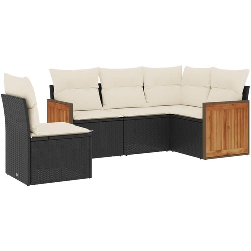 5-dijelna vrtna garnitura od poliratana s jastucima crna 62 x 62 x 69 cm Slike