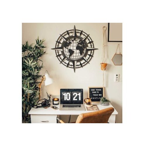 WALLXPERT Zidna dekoracija Mapa svijeta - APT425MS, 49x49 cm, 1,5 mm, Crna Cene