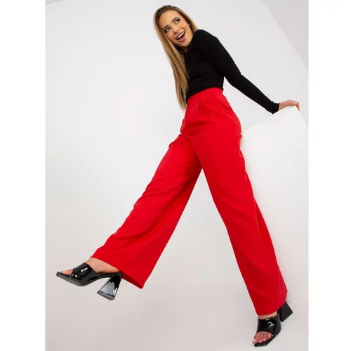 Fashion Hunters Red wide fabric trousers with pockets