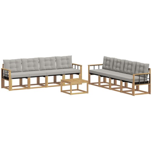 vidaXL Zunanja garnitura za sedenje 9 pcs Bela in svetlo siva, (5000270529) Cene