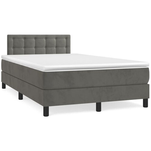 VidaXL Krevet box spring s madracem LED tamnosivi 120 x 190 cm bar&amp;scaron;un Slike