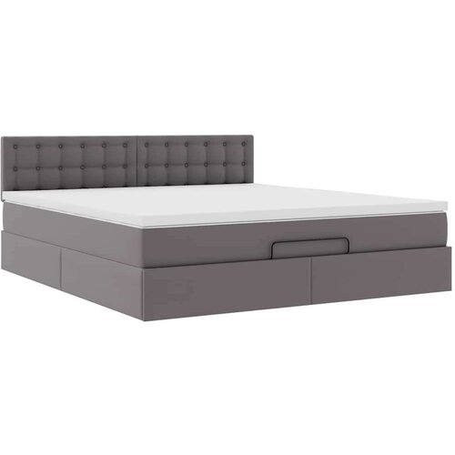 VidaXL otomanski okvir kreveta s madracem sivi 180x200cm umjetna koža Slike