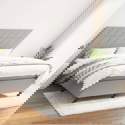  Krevet s oprugama i madracem svjetlosivi 140x190 cm od tkanine Cijene