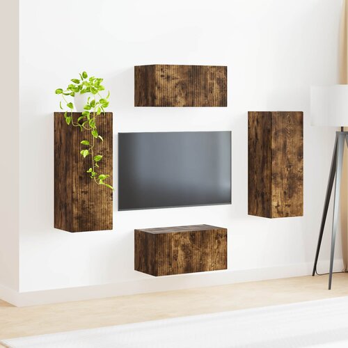  Set TV komoda 2 kom. Dimljeni hrast Slike