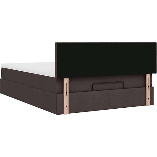  Otomanski krevet s madracem i LED tamnosmeđi 140x190 cm tkanine Slike