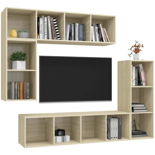  4-dijelni set TV ormarića boja hrasta sonome konstruirano drvo Slike