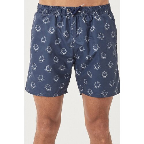 AC&Co / Altınyıldız Classics Men's Navy Blue-Beige Standard Fit Casual Patterned Swimwear Marine Shorts. Cene