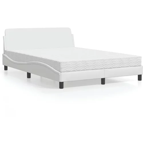  Krevet s madracem bijeli 140x200 cm od umjetne kože