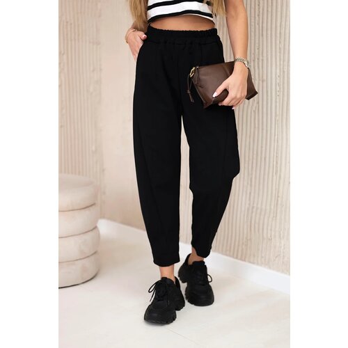 Kesi Włoski Trousers with pockets Summer Punto black Slike