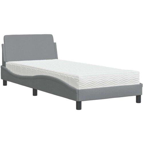  Krevet s madracem svjetlosivi 80x200cm tkanina Slike