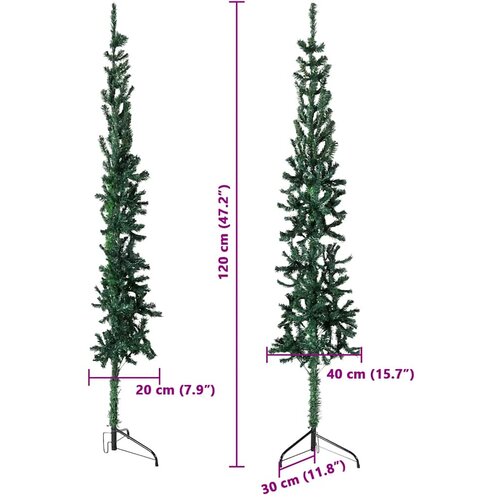  Tanka umjetna polovica božićnog drvca sa stalkom zelena 120 cm Slike