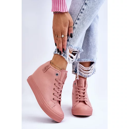 Big Star High Sneakers on a Hidden Wedge LL274036 Pink