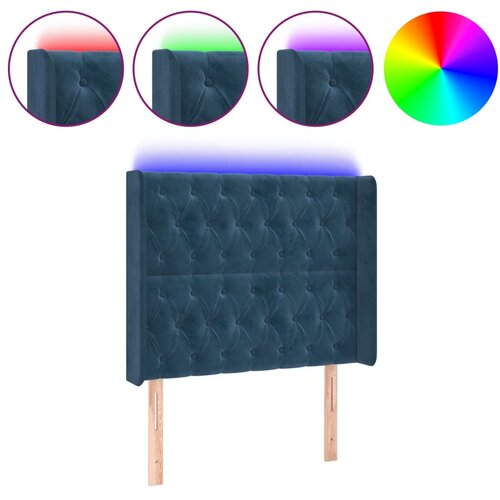 Maison Chic led posteljno vzglavje - vzglavna omarica - nočna omarica temno modro 93x16x118/128 cm žamet, (21708485) Slike