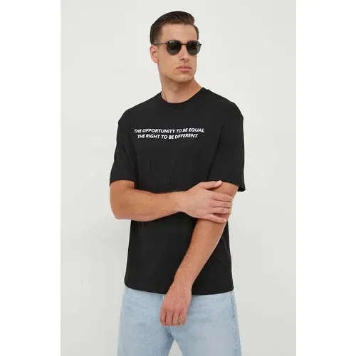 United Colors Of Benetton Bombažna kratka majica moški, črna barva