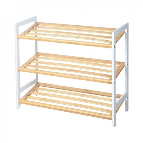 BOLZZ Polica za obucu 3 nivoa bamboo bela Cene