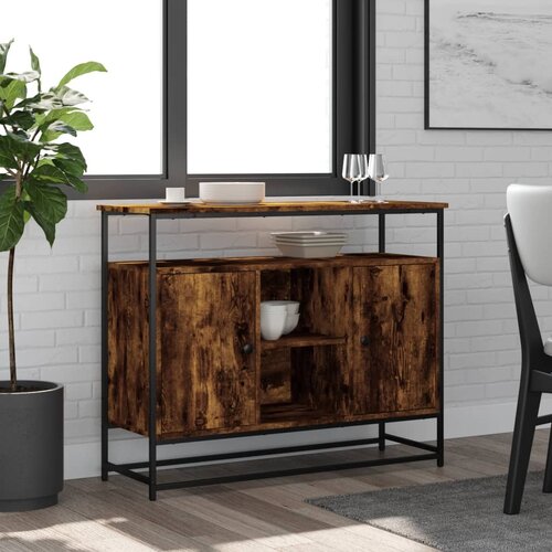  The Living Store Komoda dimljeni hrast 100x35x80 cm inženirski les - Komoda, (21448407) Cene