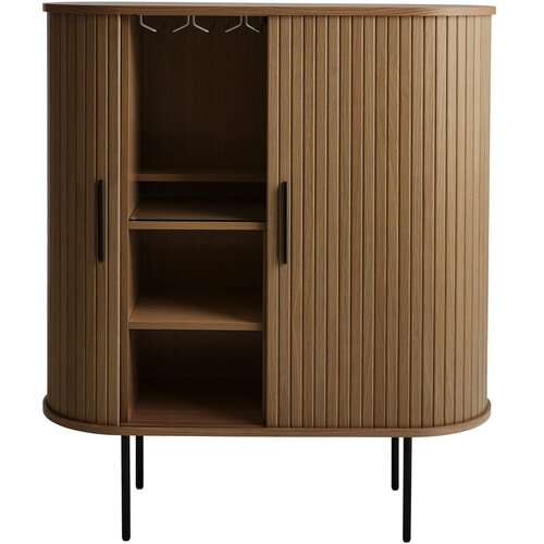 Unique Furniture rjava vinska omara v hrastovem dekorju z drsnimi vrati 100x118x40 cm nola &amp;ndash; Slike