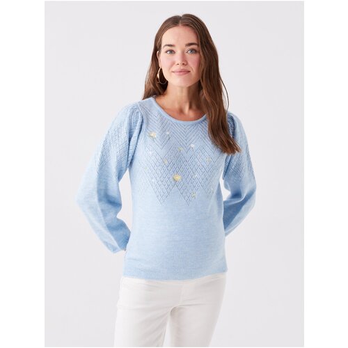 LC Waikiki Crew Neck Openwork Long Sleeve Maternity Knitwear Sweater Slike