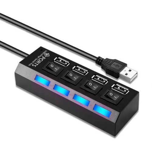 INF USB 2.0 4-Port Hub s posameznimi stikali - črn, hiter prenos podatkov, (5000129849) Cene