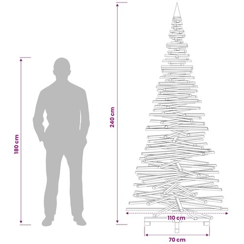  Drveno božićno drvce KOTKA 240 cm Masivna borovina Prirodno Slike