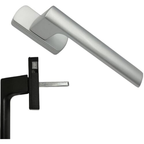 INF Zaklepni ročaj za krilna okna — aluminijeva zlitina, ergonomsko ukrivljena ročica, kvadratna gredica 25mm Srebrna, (5000244365) Cene