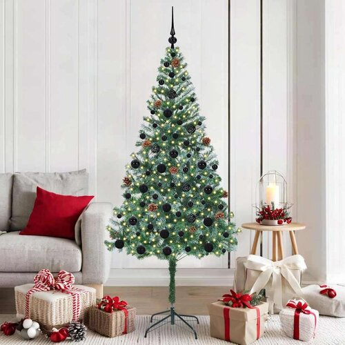 vidaXL Umestno božično drevo med 300 LED Zelena 180 cm PVC in Jeklo Cene