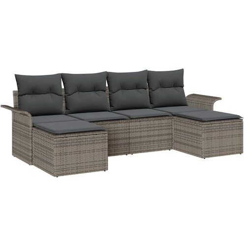  Sjedeća garnitura za vrt 6 kom. Siva poliratan 251 x 117 x 69 cm Slike