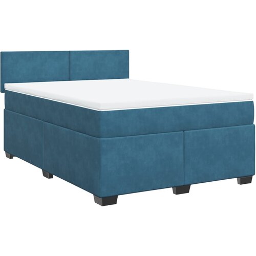 vidaXL Box spring postelja z vzmetnico modra 160x200 cm žamet, (21369276) Cene