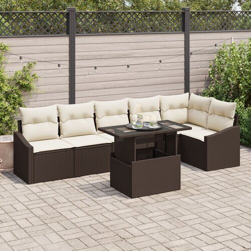 VidaXL vrtnarski sofa set Set 7 Rjava Ratan Vrtnarski sofa set Slike