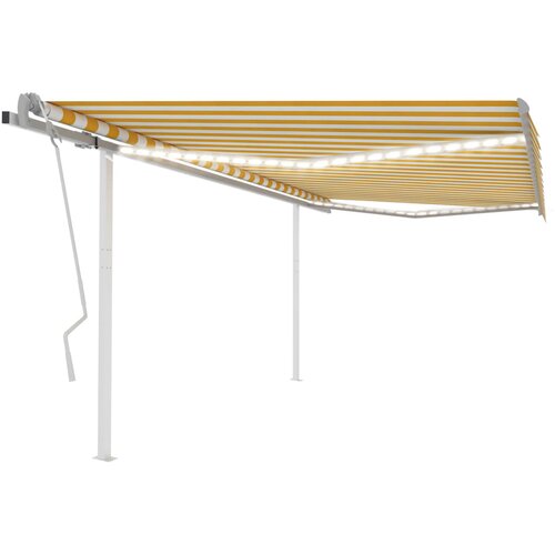 vidaXL Tenda na ručno uvlačenje s LED svjetlima 4 5x3 5 m žuto-bijela Cijene