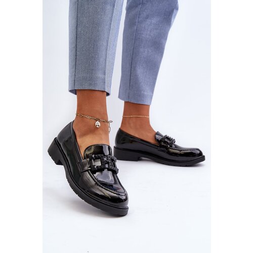 Kesi Patent leather women's loafers with S.Barski decoration Cene