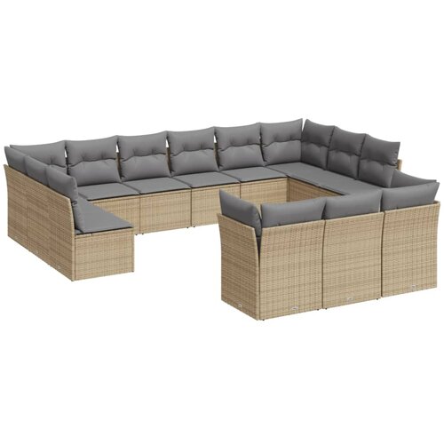 13-dijelni set vrtnih sofa s jastucima poliratan Bež Slike
