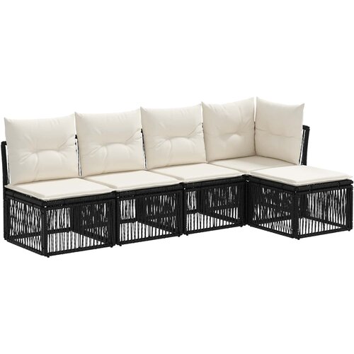 vidaXL Vrtna sedežna garnitura 5 pcs Črna poli ratan, (5000269240) Cene