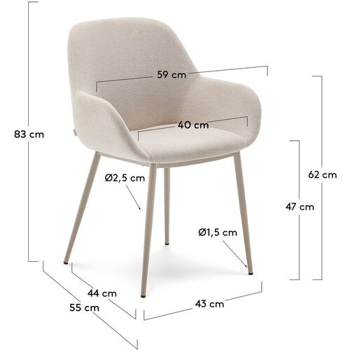 Kave Home Kremno bel jedilni stol Konna &amp;ndash; Slike