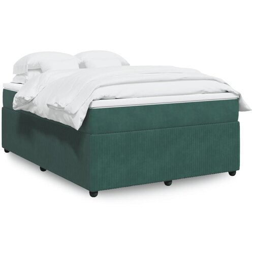 vidaXL Box spring postelja z vzmetnico temno zelen 140x190 cm žamet Cene