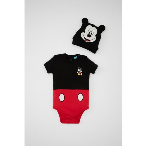 Defacto baby Boy Newborn Disney Mickey & Minnie Envelope Collar Ribbed 2-Piece Short Sleeve Snap Body Cene