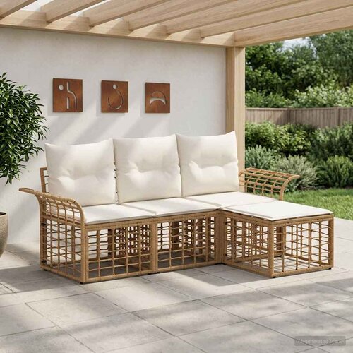  Set vanjskih sofa 4 pcs Prirodna i krema bijela Poliester Cene