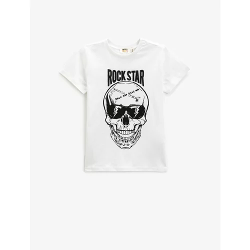 Koton Skull Printed T-Shirt Short Sleeve Crew Neck Cotton