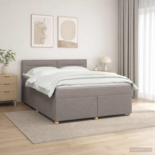  Boxspring krevet s madracem Sivosmeđa 180 x 200 cm Tkanina Tupe 180 x 200 x 100.5 cm Slike