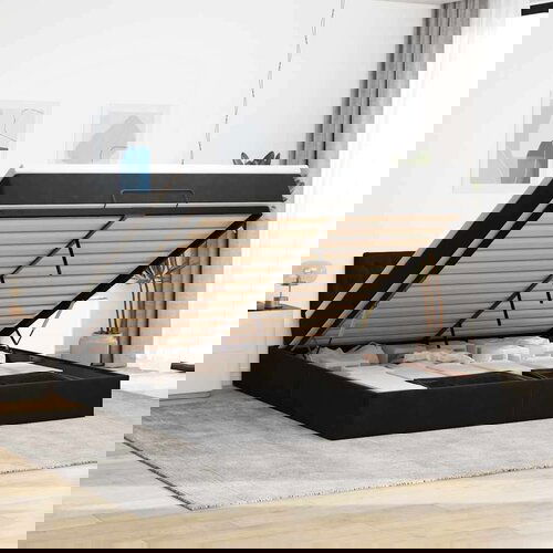  Otomanski krevet s madracem crni 160x200 cm bar&amp;scaron;unasti Slike
