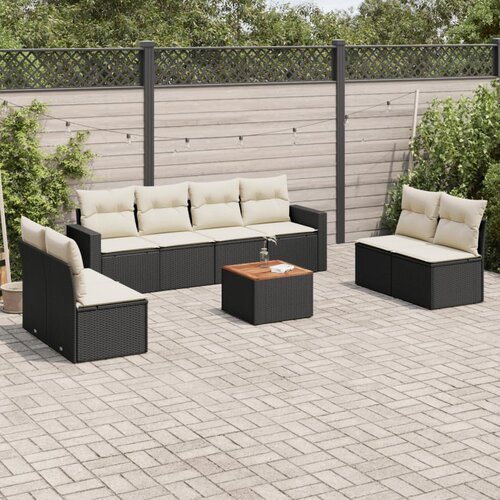  9-dijelni set vrtnih sofa s jastucima crni od poliratana Cijene