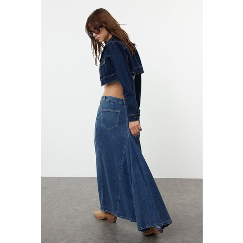 Trendyol Blue Tail Detailed Maxi Denim Skirt Cijene