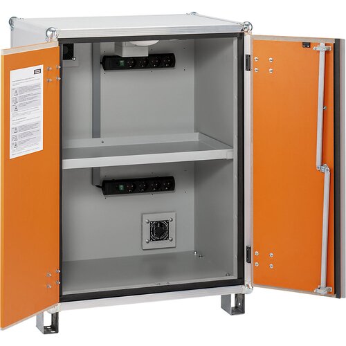 Cemo Varnostna omara za polnjenje akumulatorjev BASIC, z nogami, višina 1110 mm, 230 V, oranžne/sive barve Cene